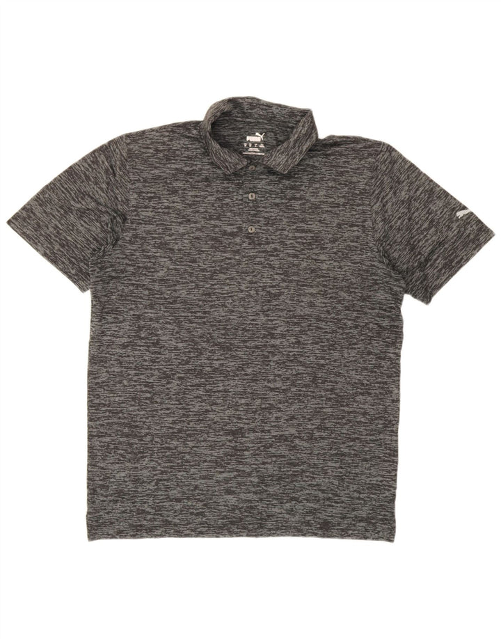 Puma Mens Polo Shirt Large Grey Flecked Polyester
