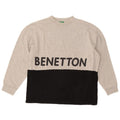 BENETTON Grafisk sweatshirt til mænd, lille grå farveblok bomuld