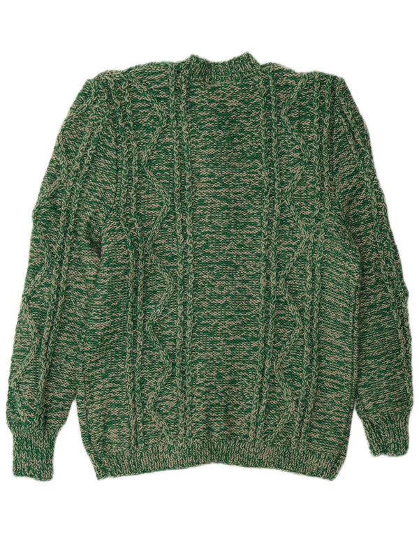 Vintage Dame Cardigan Sweater UK 16 Large Green Flecked