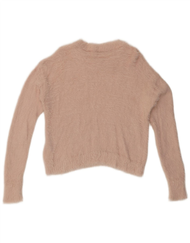ZARA Womens Crop Crew Neck Jumper Sweater UK 10 Small Pink Polyamid