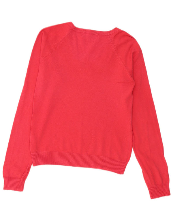 Zara Womens Crop V-hals sweater UK 12 Medium Rød Bomuld