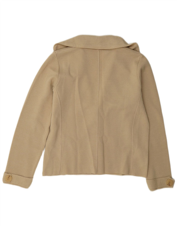 Hucke Dame 2 Button Knit Blazer Jacket UK 14 Stor Beige Uld
