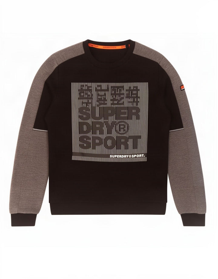 Superdry grafisk sweatshirt til mænd, stor sort farveblok polyester