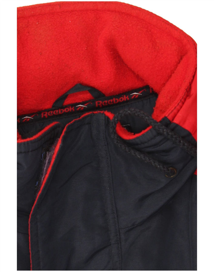 Reebok Windbreaker Coat med hætte til mænd UK 40 Large Blue Colourblock Polyester