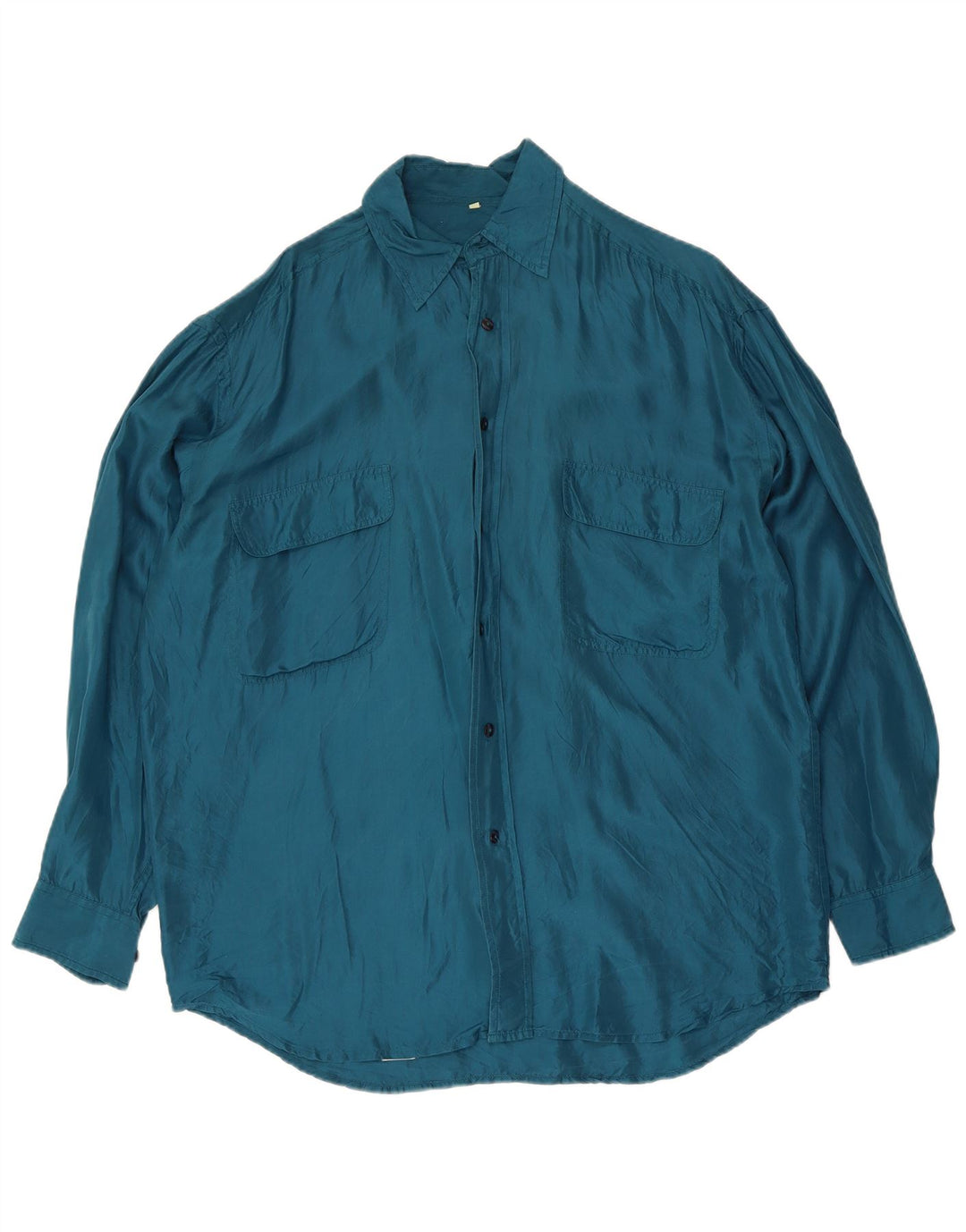 Vintage herreskjorte mellemblå silke