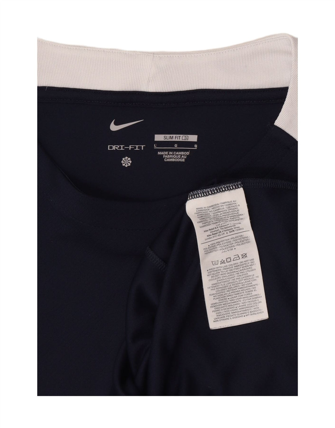 Nike Herre Dri Fit Slim T-Shirt Top Stor Marineblå Colourblock Polyester