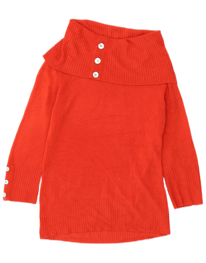 Per Una Dame Roll Neck Jumper Sweater UK 14 Medium Orange Akryl