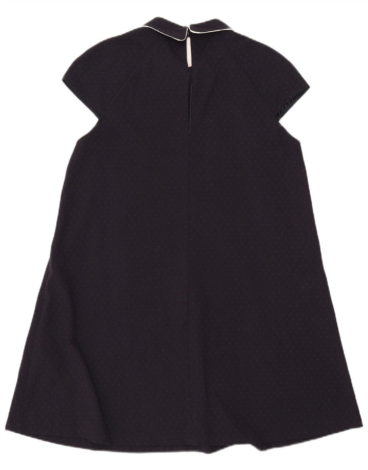 Zara Dame A-Line Kjole UK 14 Stor Marineblå Plettet Polyester