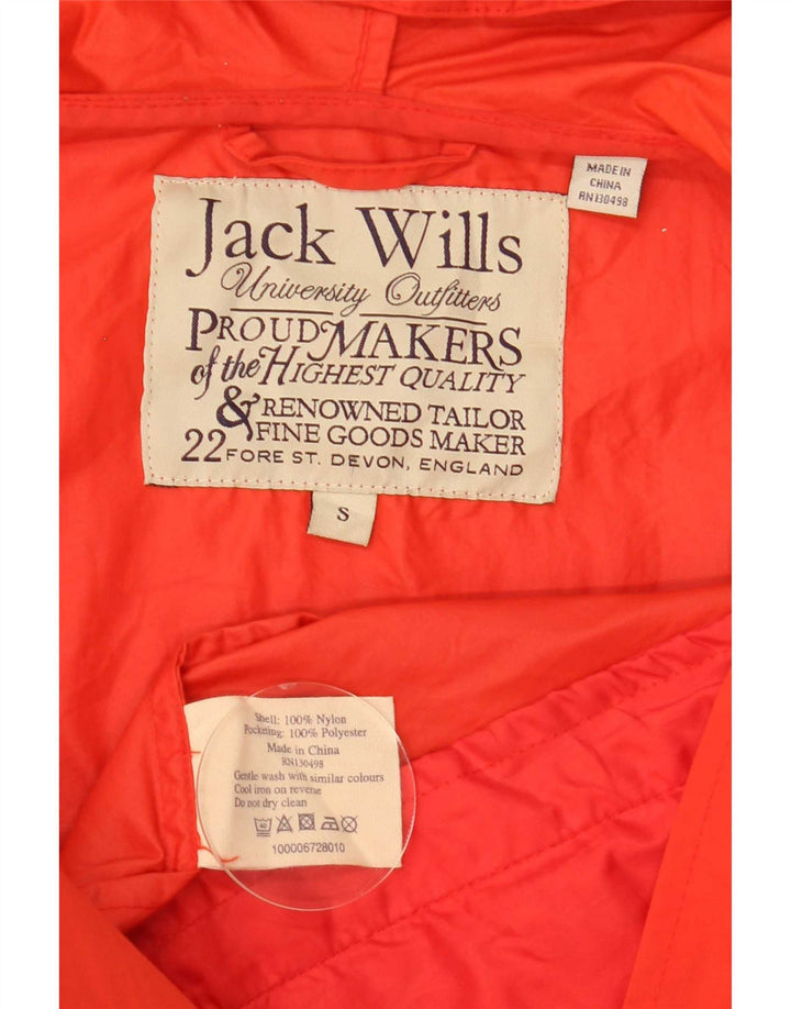 Jack Wills Herre Hooded Windbreaker Jacket UK 36 Small Orange Nylon