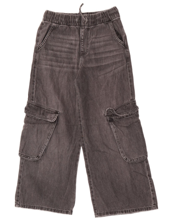 Zara Girls Cargo Jeans med brede ben 11-12 år W26 L25 Grå Bomuld