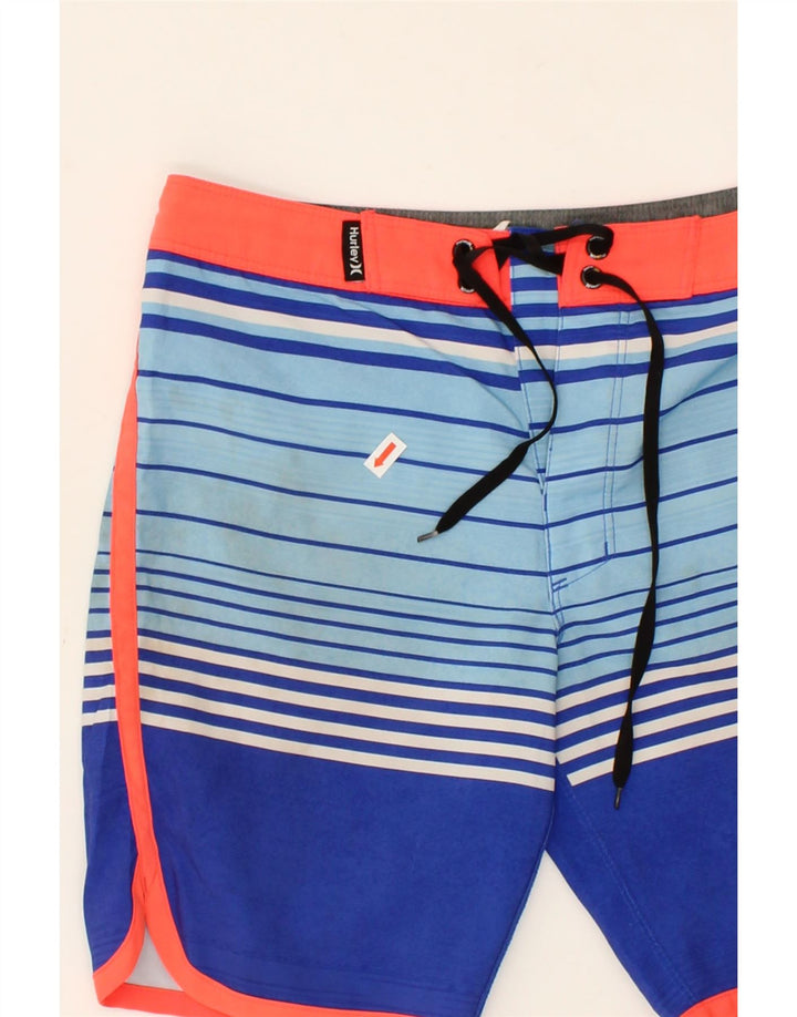 HURLEY Boys Swimming Shorts 7-8 Years XS  Blue Striped Polyester Vintage Hurley and Second-Hand Hurley from Messina Hembry 