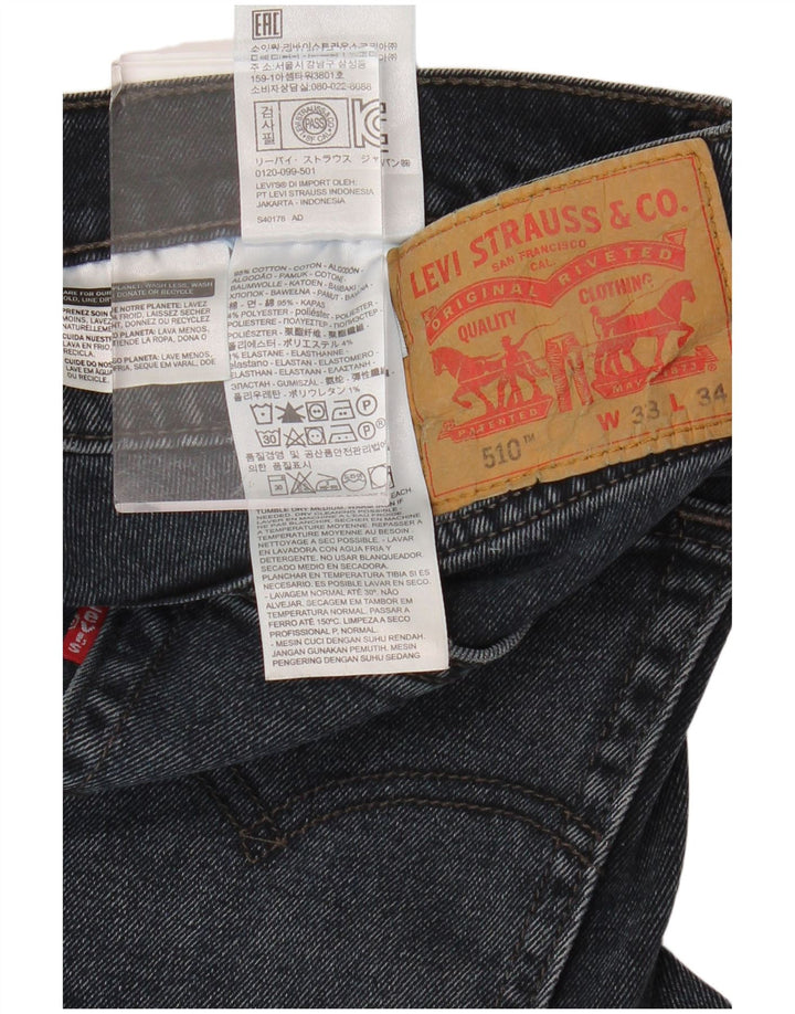 LEVI'S Herre 510 Skinny Jeans W33 L34 Marineblå Bomuld