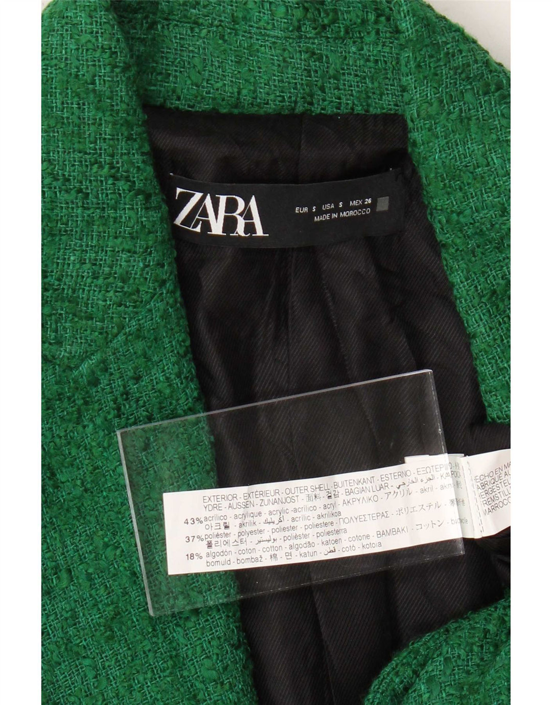Zara Dame 1 Knap Blazer Jacket UK 10 Lille Grøn Akryl