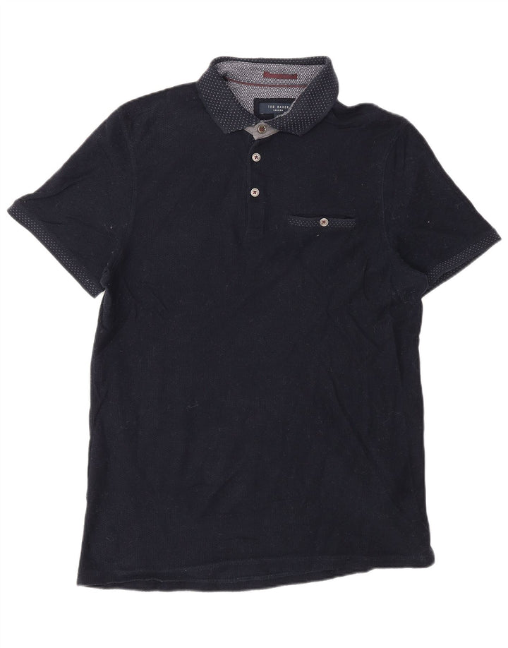 Ted Baker herre poloshirt str. 4 Large Navy Blue Cotton