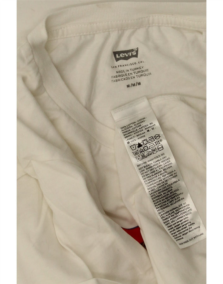 Levi's Dame Grafisk T-Shirt Top UK 14 Medium Hvid Bomuld