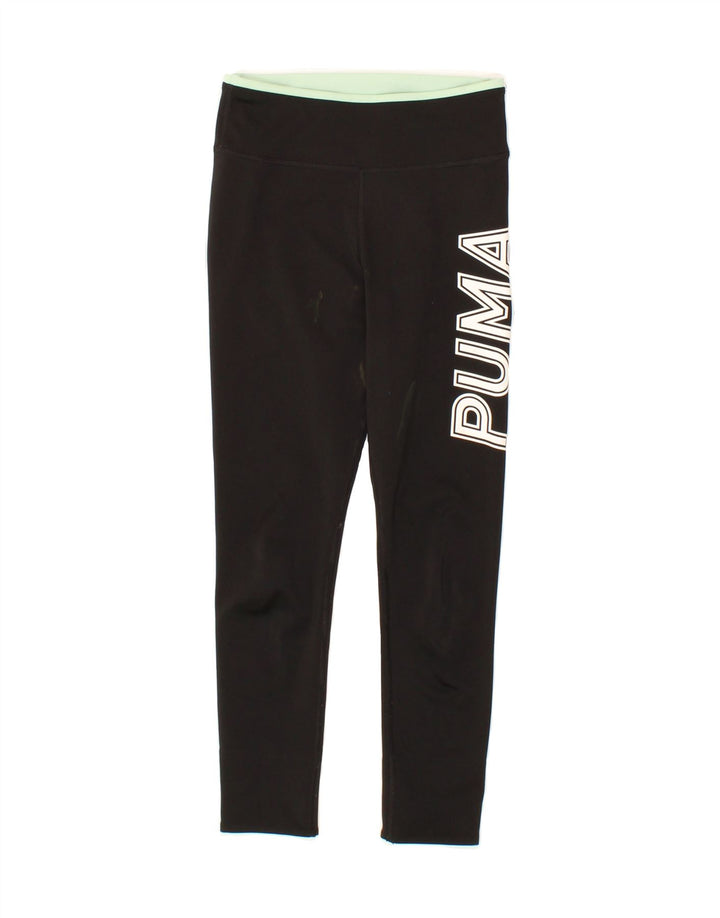 PUMA Girls Graphic Leggings 9-10 Year Medium  Black Vintage Puma and Second-Hand Puma from Messina Hembry 
