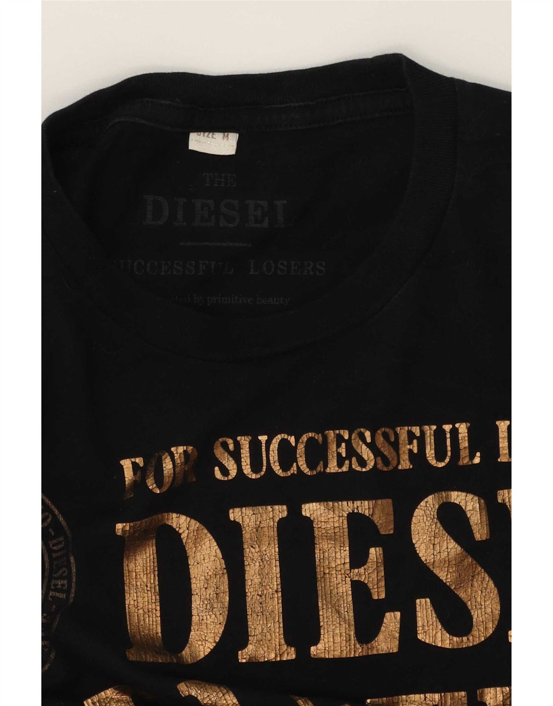 Diesel Herre Grafisk T-Shirt Top Medium Sort