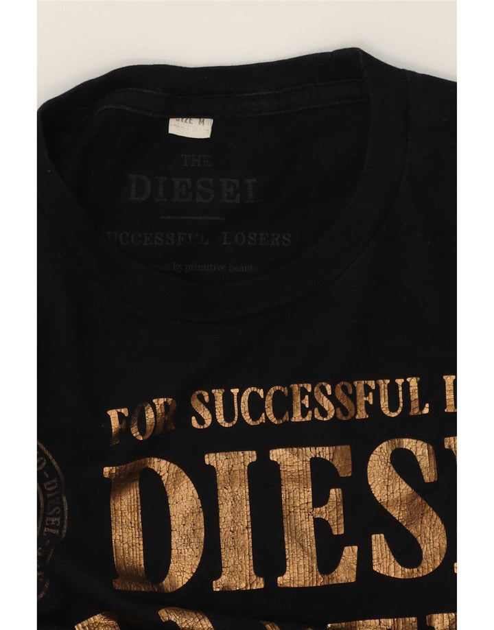 Diesel Herre Grafisk T-Shirt Top Medium Sort