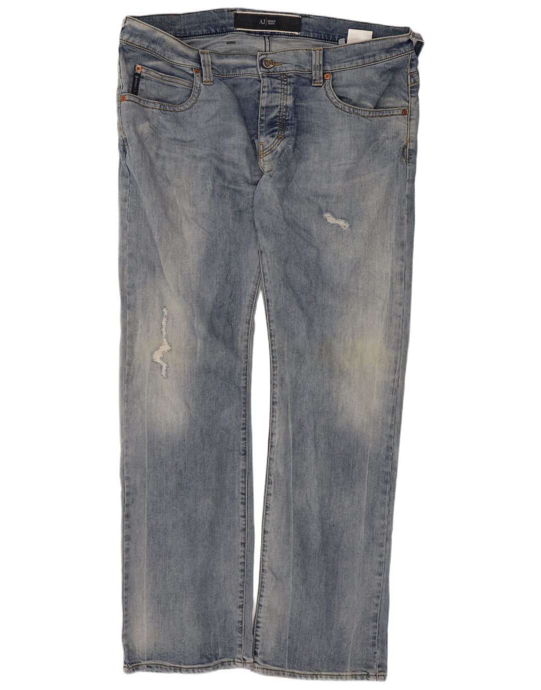 Armani Herre Distressed Straight Jeans W38 L32 Blå Bomuld