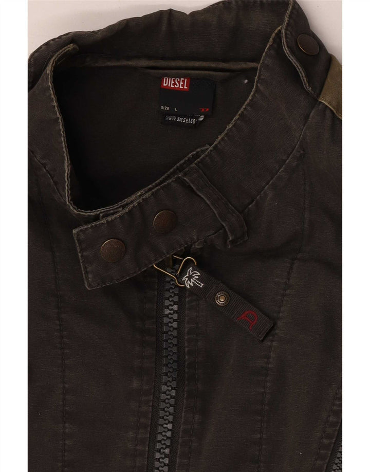 Diesel Bomber Jacket UK 40 Stor Grå Colourblock Bomuld