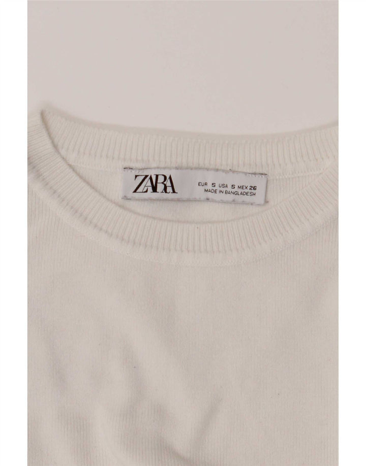 Zara Womens Crop Vest Top UK 8 Small White Viscose