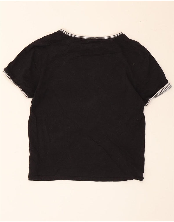 Jack Wills Womens Crop T-Shirt Top UK 8 Small Black Bomuld