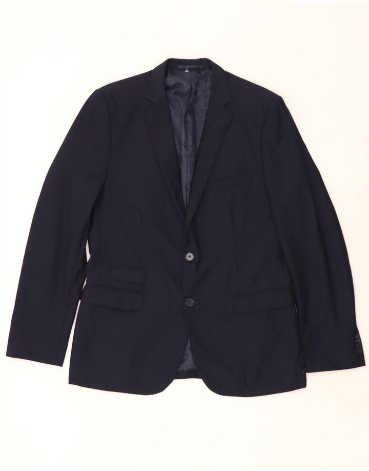 French Connection Herre 2 Button Blazer Jacket UK 42 XL Navy Blue Polyester
