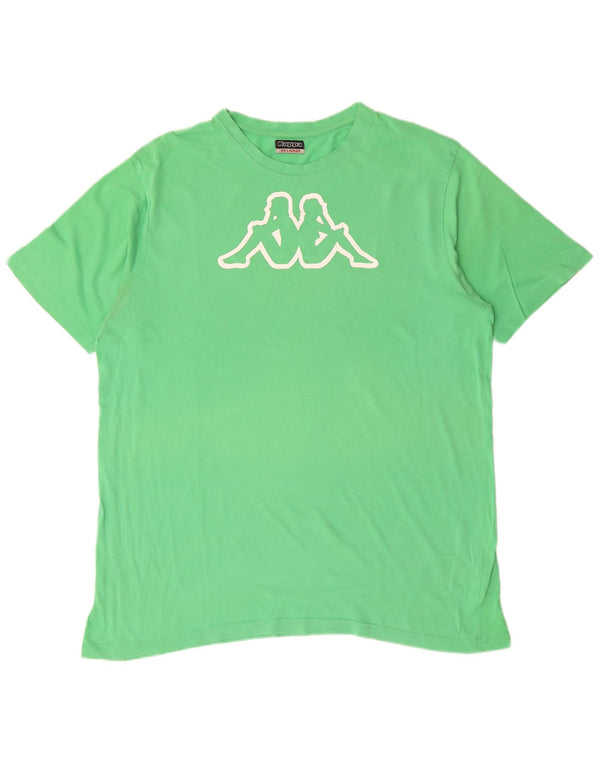 Kappa Dame Grafisk T-Shirt Top UK 20 2XL Grøn Bomuld