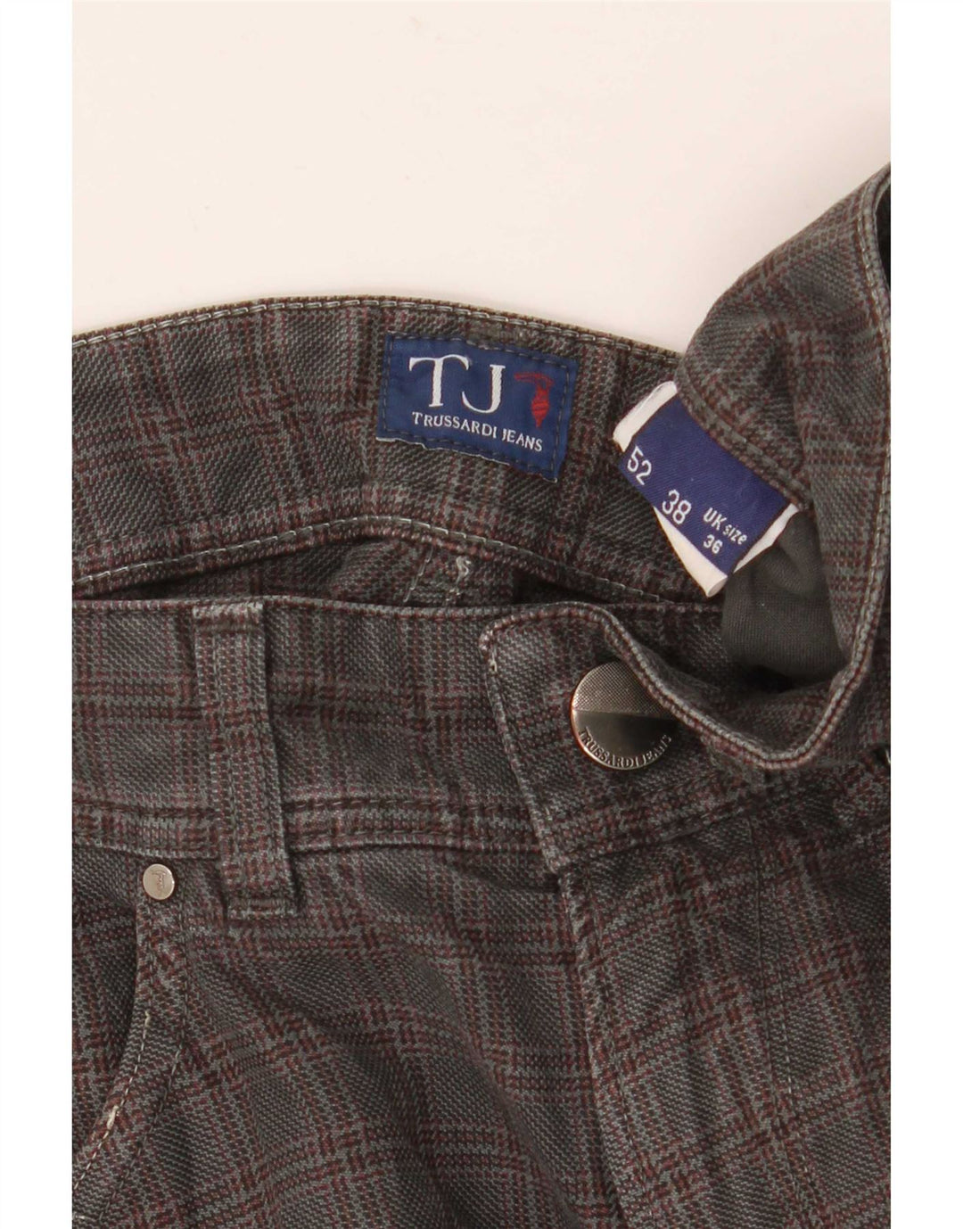 Trussardi Straight Casual Bukser til mænd W36 L32 Grå ternet