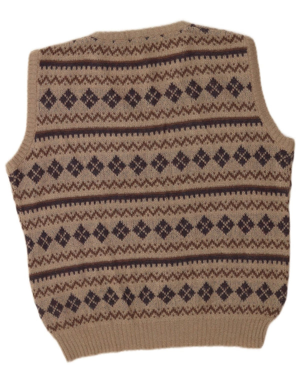 Vintage Herrevest Tank Top IT 54 XL Beige Geometrisk Akryl