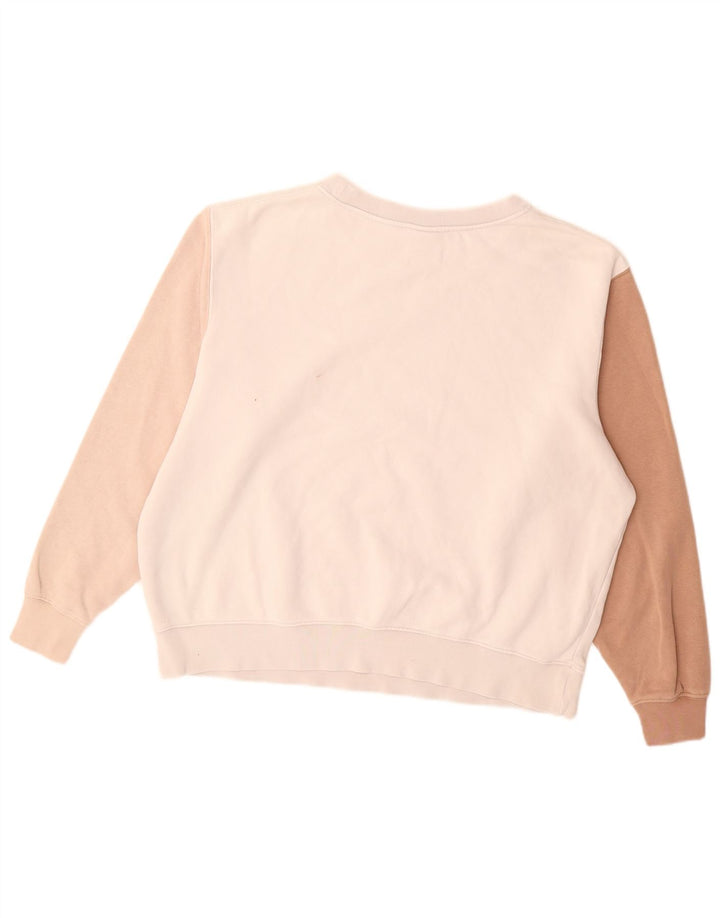 Nike Dame Sweatshirt Jumper UK 14 Medium Beige Colourblock Bomuld