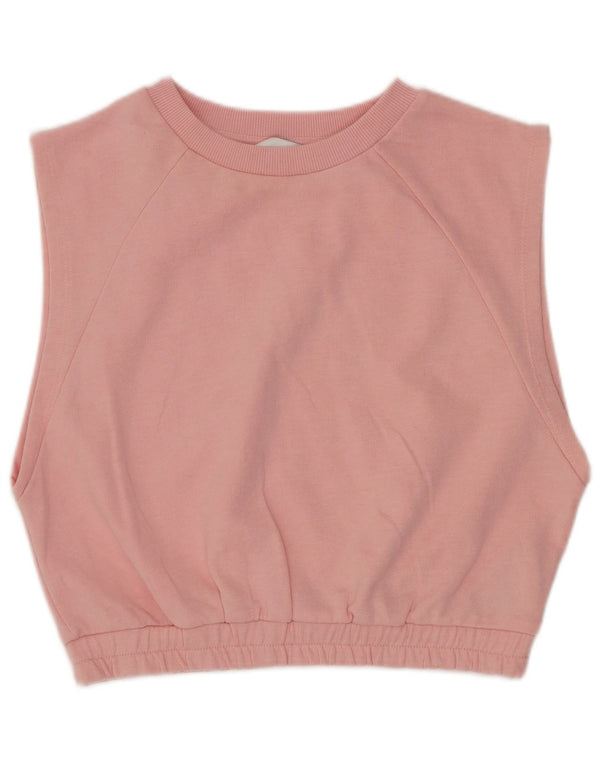 Topshop Dame Ærmeløs Crop Top UK 10 Small Pink Bomuld