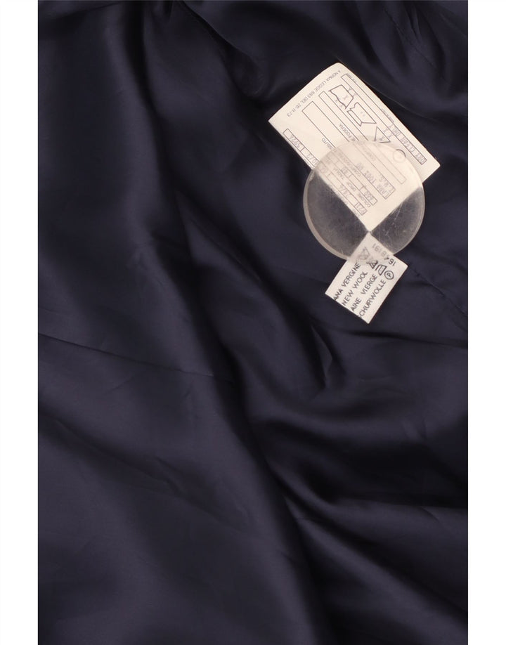 Vintage dame 3-knaps blazerjakke IT 48 XL marineblå jomfruuld