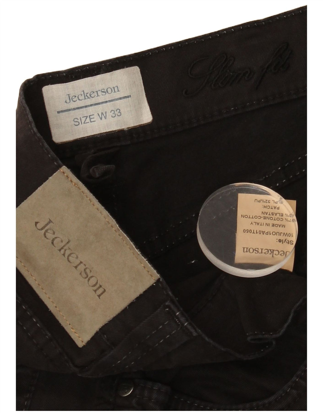 JECKERSON Mens Slim Jeans W33 L33 Black Cotton
