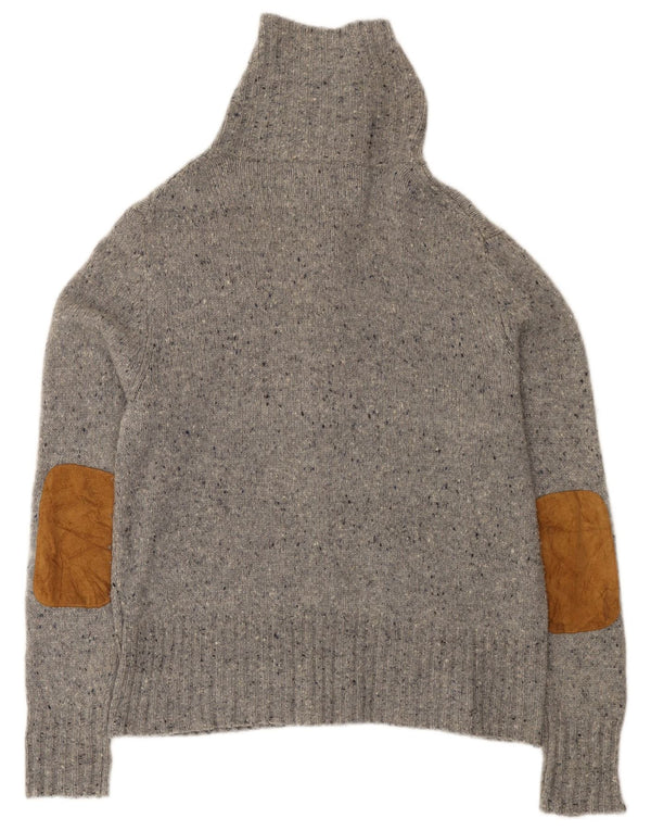 Eddie Bauer Womens Cardigan Sweater UK 16 Large Grey Flecked Lambswool