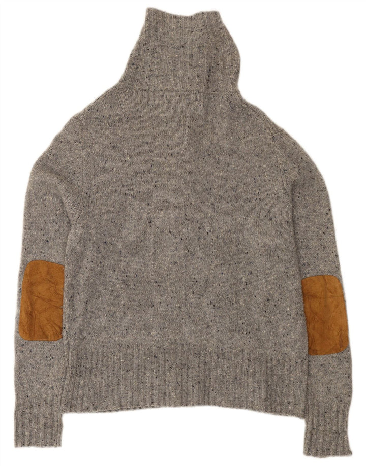 Eddie Bauer Dame Cardigan Sweater UK 16 Large Grey Flecked Lammeuld