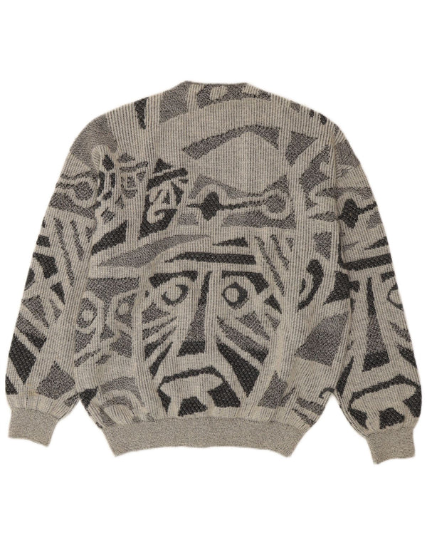 Bizzarro Dame Oversized Cardigan Sweater IT 44 Medium Grå Geometrisk