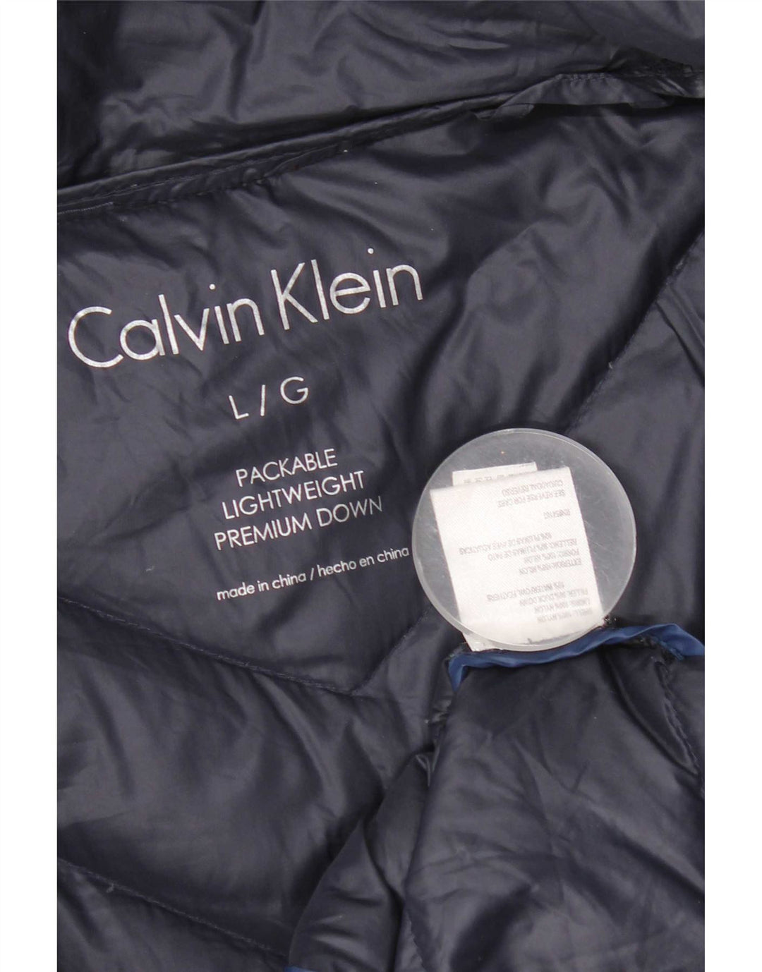 Calvin Klein Dame Polstret Frakke UK 16 Large Navy Blue Nylon