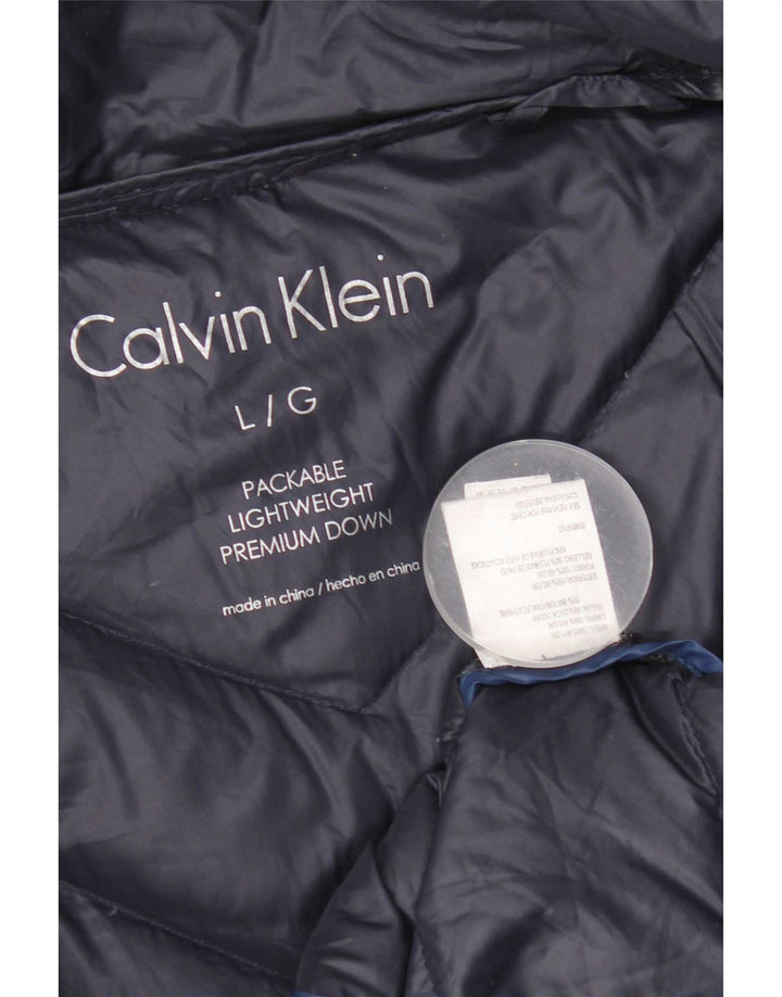 Calvin Klein Dame Polstret Frakke UK 16 Large Navy Blue Nylon