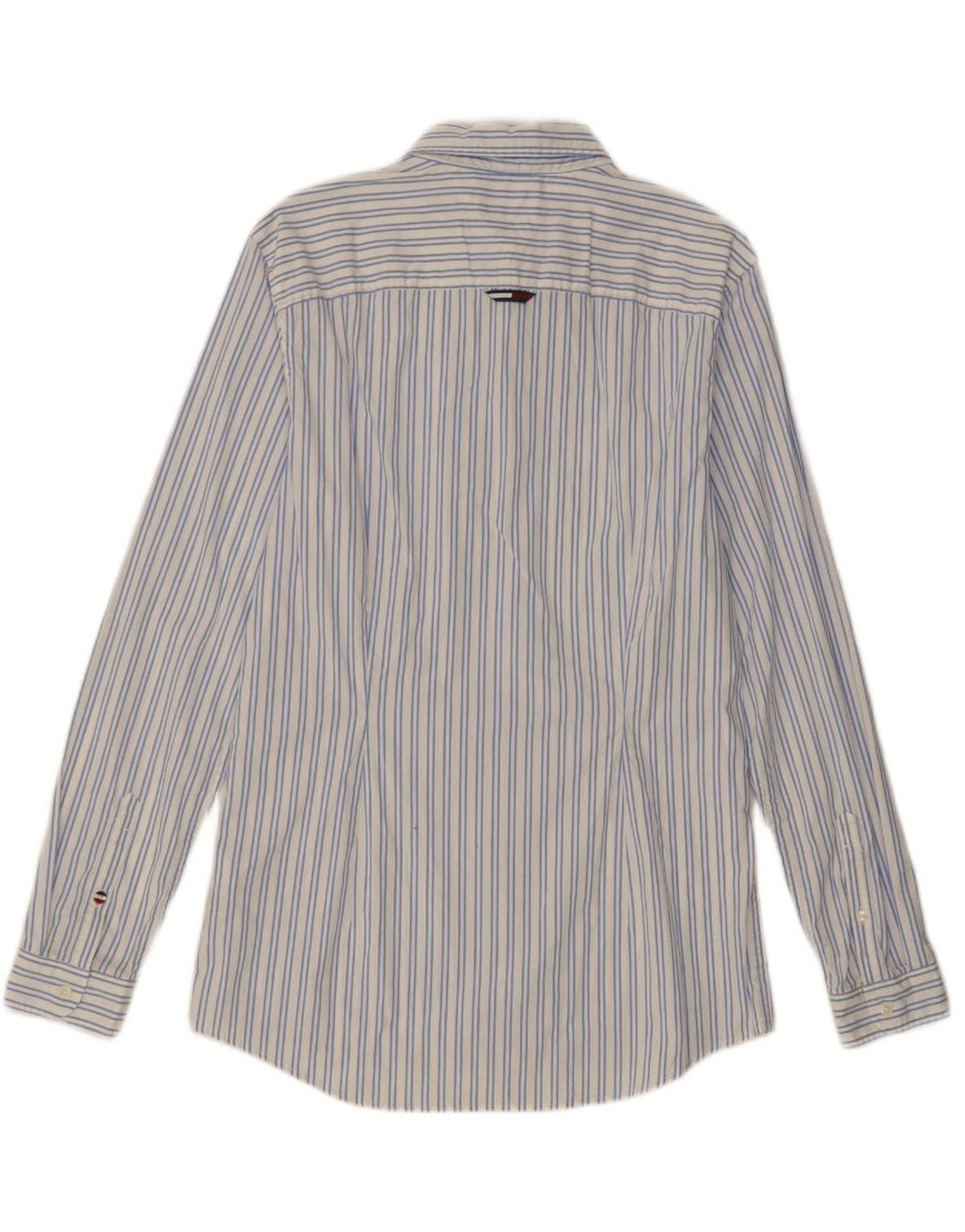 TOMMY HILFIGER Mens Slim Fit Shirt Medium White Striped Cotton