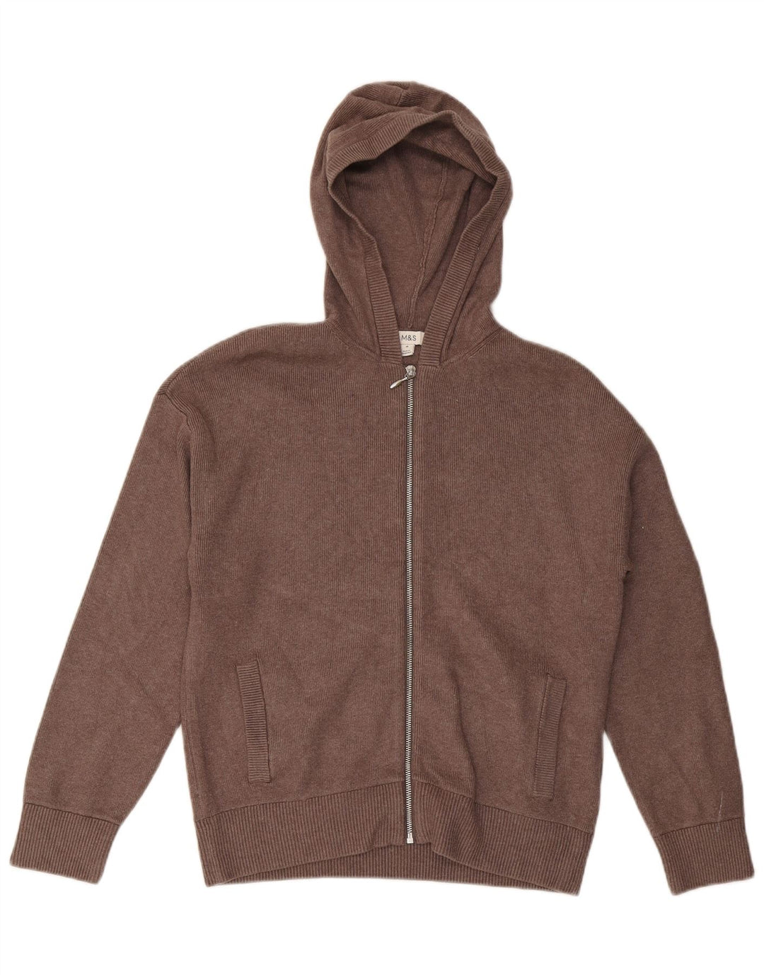 Marks & Spencer Dame-hættecardigantrøje UK 14 Medium Brown Viscose