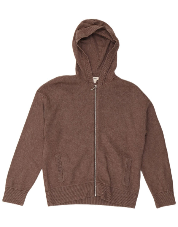 Marks & Spencer Dame-hættecardigantrøje UK 14 Medium Brown Viscose