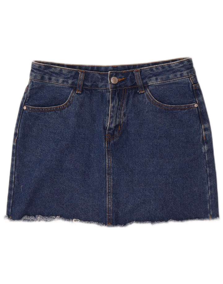 Vintage Dame Mini Denim Nederdel Medium W28 Blå Bomuld
