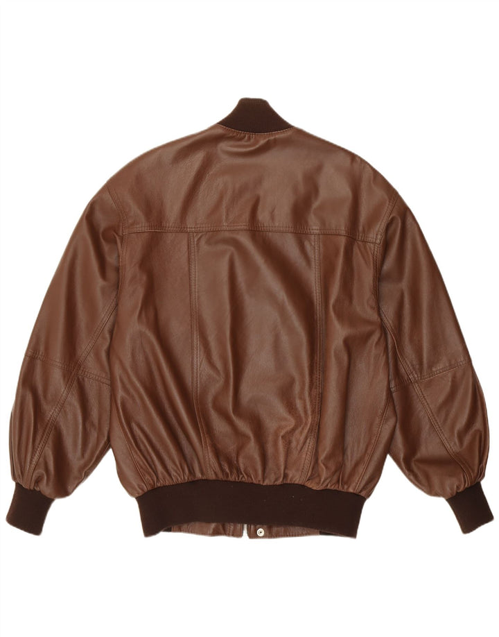 VINTAGE Herre læderjakke UK 36 Lille brunt læder