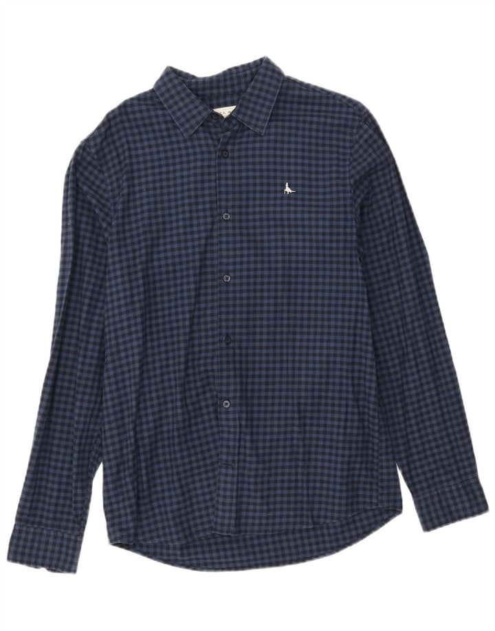 JACK WILLS Herre Classic Fit Flannel Shirt Medium Navy Blue Gingham Cotton