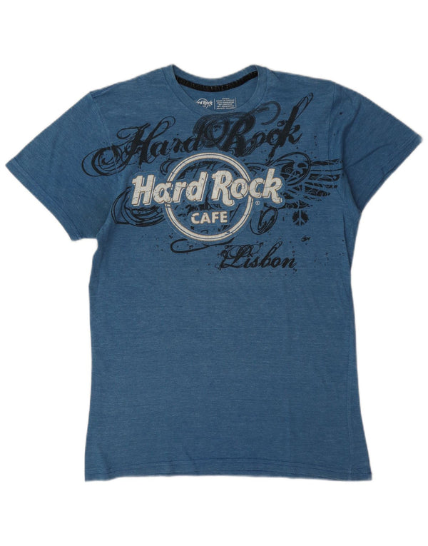 Hard Rock Cafe Kvinder Lissabon Grafisk T-Shirt Top UK 10 Small Blue Flecked