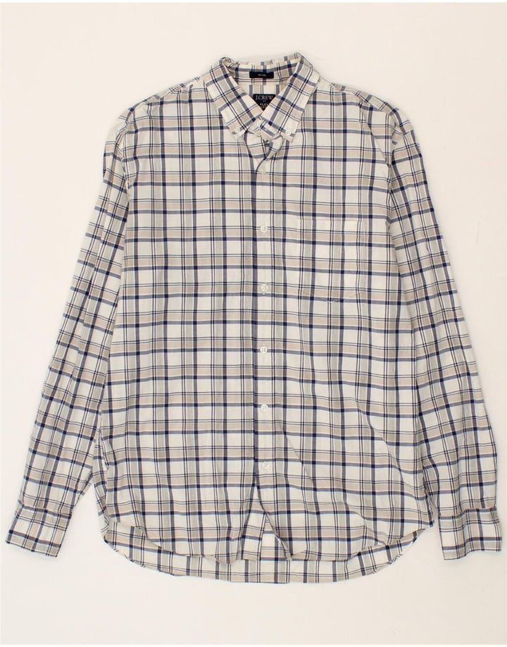 J. CREW Mens Flex Washed Slim Fit Shirt Large Grey Check Cotton Vintage J. Crew and Second-Hand J. Crew from Messina Hembry 