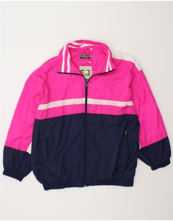 VINTAGE Womens Tracksuit Top Jacket EU 46 XL Pink Colourblock Polyester Vintage Vintage and Second-Hand Vintage from Messina Hembry 