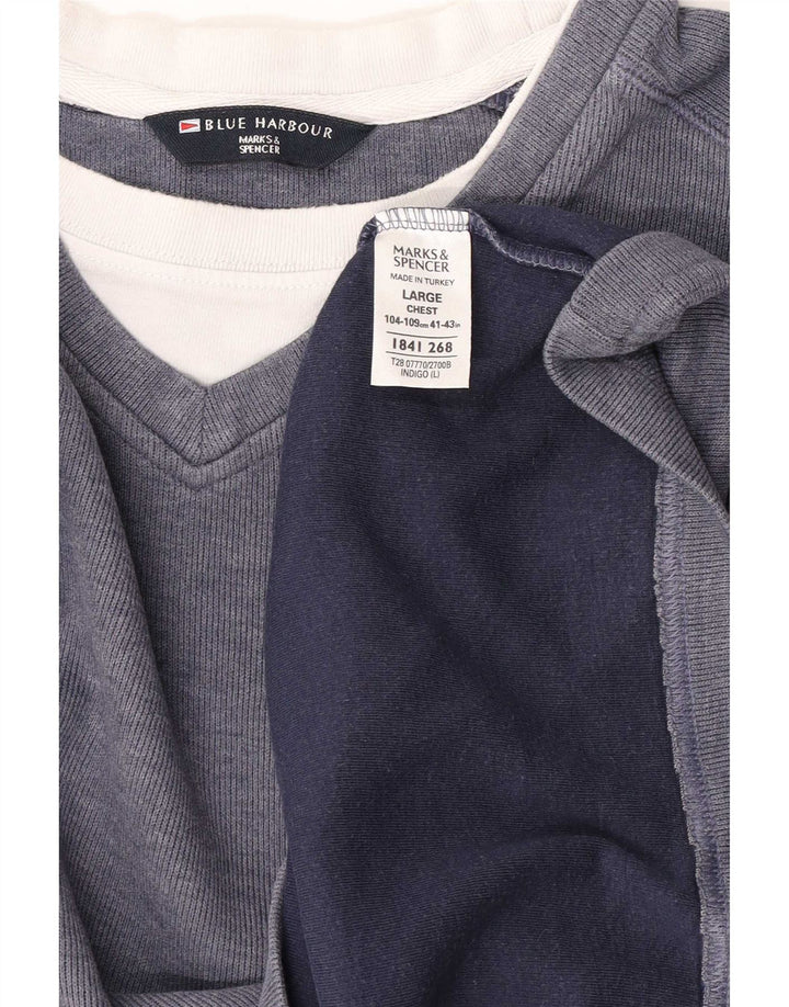 Marks & Spencer Herre Blue Harbor Sweatshirt Jumper Stor marineblå bomuld