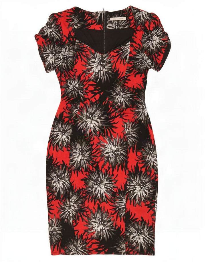 Marks & Spencer Womens Sheath Dress UK 12 Medium Red Floral Polyester